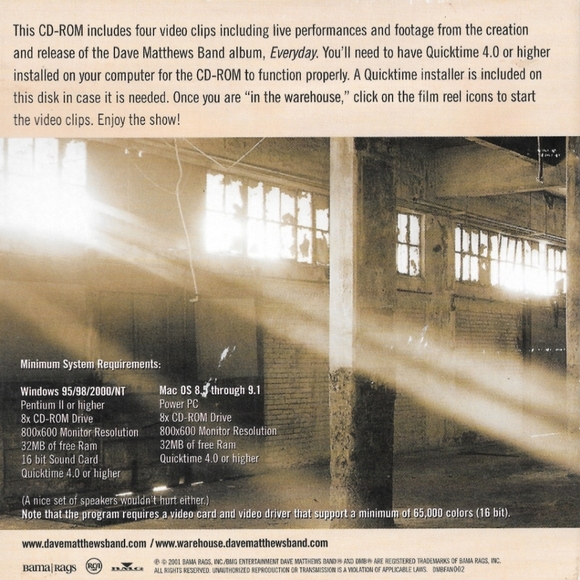 Dave Matthews Band Warehouse Live 2001 Interactive CD-ROM for Windows/Macintosh - Picture 6 of 6
